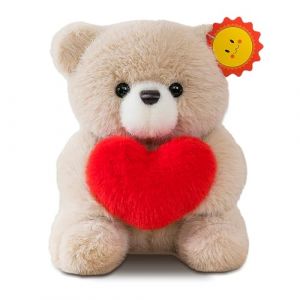 Ours en Peluche, Peluche Mignon Douce Nounours, C&oelig;ur rouge Amour Nounours Ours, 25 cm Sours Peluche pour Petite Amie, Petit ami Saint Valentin Anniversaire Cadeau(Brun Clair) (xinwei2003, neuf)