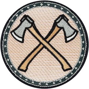 Patch Viking Nordmann Écusson Vikings à Coudre/à Repasser | Haches Croisées Écusson de Forestier avec Broderie Appliqué d'Hache pour Tous Tissus - 75x75mm (EXPRESS-STICKEREI, neuf)