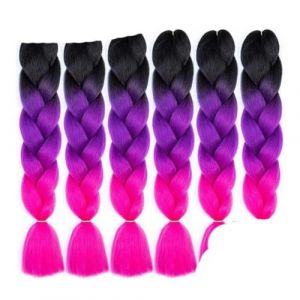 WBLSPA Extensions de Cheveux de tressage de Tresses Jumbo synthétiques pour Les Femmes Texture Noir Bleu Hair-XC11-24inches-CHINA-6Pcs/Lot (guangzhouliyeshangmaoyouxiangongsi 85244, neuf)