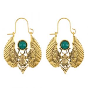 LUOFENG Boucles d'oreilles scarabée sacré d'inspiration égyptienne Vintage pour Femmes tribales Gitane à la Mode d'inspiration égyptienne Boucle d'oreille Goutte (Wu hailin, neuf)