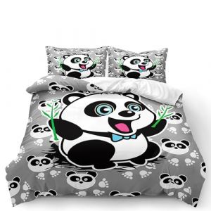 Housse de Couette Enfant 200x200 Panda Parure de Lit - Housse de Couette Garçon Fille - Housse de Couette Microfibre avec 1 Taies d'oreiller 65x65cm Parure de Lit 2 Personnes Douce et Confortable (WINTDEER, neuf)