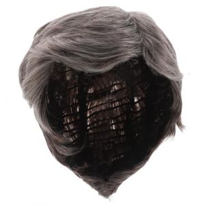 SAFIGLE Perruque courte grise pour homme : perruque synth&eacute;tique r&eacute;sistante &agrave; la chaleur pour Halloween &ndash; postiche argent&eacute; pour cosplay quotidien &ndash; postiche court pour homme &acirc;g&eacute; (Grand Di, neuf)