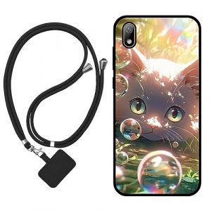 Sunrive Coque Compatible avec Huawei Y5 2019/Honor 8s,TPU &Eacute;tui Housse Protecteur Souple Gel Mat Back Cover Mignon Motifs Antichoc Case(Bulles Chat)+1x Universelle Dragonne (sunrive, neuf)