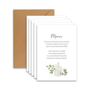 FloraVigo Lot de 25 cartes de condol&eacute;ances + 25 enveloppes blanches - Cartes de remerciement pour deuil - Condol&eacute;ances pour un d&eacute;c&egrave;s, des fun&eacute;railles ou un enterrement - Format A6 (14,8 x 10,5 cm) (FloraVigo, neuf)