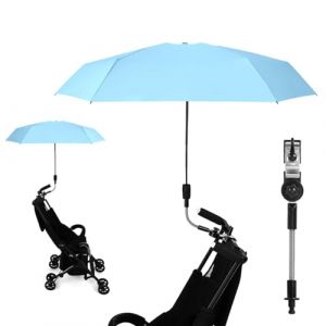 Ombrelle Poussette Universelle,Parasol Poussette Bébé Universelle,Parasol Anti Uv pour Landau,Avec Pince Réglable Et Bras Réglable,Protection UV 50+,Diamètre 90 CM,Parasol Poussette (Bleu) (LEdoudouLE, neuf)