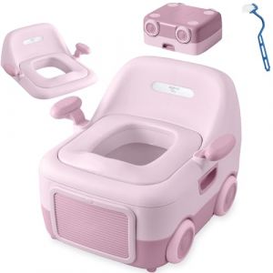 ALMAR Baby Urinoir en forme de voiture pour enfants 3 en 1 multifonction, urinoir portable pour b&eacute;b&eacute;, adaptateur de WC et tabouret rehausseur d'apprentissage pour enfants (Rose) (GriferiaPRO, neuf)