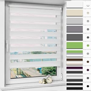 Magiea Store Enrouleur Jour Nuit sans Percage, Rideau Jour Nuit, Protection Solaire, Facile à Installer avec Clips, Protéger la Vie Privée, 45l x 100L cm(Largeur du Tissu 41),Blanc (Cheeysl, neuf)