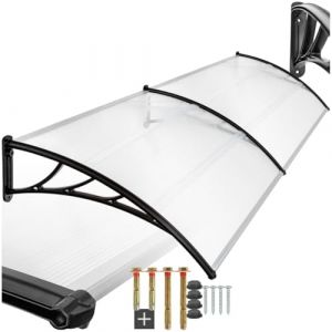tectake® Auvent Marquise de Porte Exterieur en Polycarbonate Transparent et Indéformable Simple et Rapide à Installer Auvents Protection Pluie Porte d'entrée Maison Fenêtre Vitrine - 200 x 93 cm (Made4Home SAS, neuf)