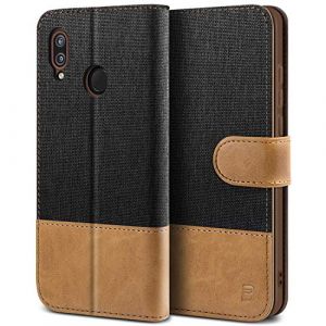 BEZ&reg; Coque pour Huawei P20 Lite, Etui pour Huawei P20 Lite Housse en Cuir de Protection, Portefeuille en Cuir Polyur&eacute;thane, Crochet, Pochette pour Monnaie, Fermeture Magn&eacute;tique, Noir (TheBlingZ., neuf)
