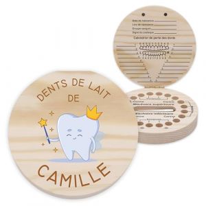 LAUBLUST Boîte à dents personnalisée avec prénom - Boîte à dents avec la fée | Cadeau pour garçons et filles - Boîte à dents de lait & boîte en bois pour dents à poser en souvenir pour enfants (Gipanis GmbH, neuf)