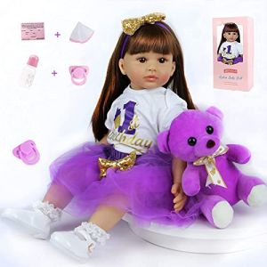 ZIYIUI Poupée Reborn, 24 Pouces, 60 Cm, pour Bebe, Souple en Silicone Réaliste en Vinyle Lifelike Mignon Nouveau-né Reborn Baby Dolls Garçon Fille Jouets (TOYLL, neuf)