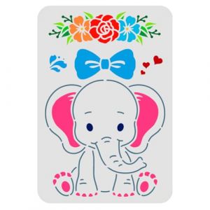 FINGERINSPIRE Pochoir b&eacute;b&eacute; &eacute;l&eacute;phant 29,7 x 21 cm Pochoir de peinture b&eacute;b&eacute; &eacute;l&eacute;phant mignon pour bricolage Pochoir en plastique r&eacute;utilisable pour &eacute;l&eacute;phant pour peinture sur bois, carrelage, sol, mur (FINGERINSPIRE FR, neuf)