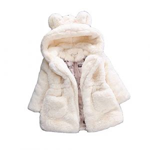 Manteau Fille Garcon Fausse Fourrure à Capuche Cartoon Mignon à La Mode Hiver Chaud éPais Hooded Oerille de Lapin Enfant Bébé Fille Mode Hiver Zippé Blouson 12 Mois - 6 Ans (WZYYDS, neuf)
