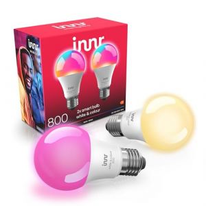 innr Ampoule Connectée Zigbee E27, Fonctionne avec Hue* et Alexa (Pont Requis), Blanc et Couleur, Ampoule RGB, LED Lampe, Intensité Variable, 880 lumens - Lot de 2 (Innr Lighting, neuf)