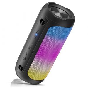 VOSFEEL Enceinte Bluetooth Portable avec Sangle de Transport, 30H Autonomie, Haut-Parleur Bluetooth avec Lumières LED Rythmées 6 Modes, IPX7, Carte SD et Prise Jack Adaptée à l'extérieur, Fêtes, Plage (KECSKESISTLONG Kft., neuf)