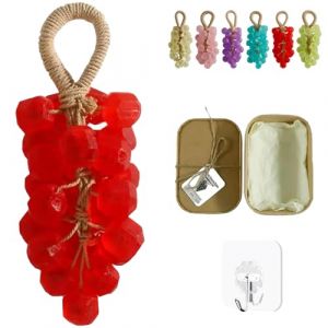 Personnalis&eacute; Original Fait &Agrave; La Main De Savon De Raisin En Cristal Savon Nettoyant Doux, Savons De Raisin Sur Une Corde, Barres De Savons D&eacute;coratifs D'huile Essentielle Hydratante (rouge) (MAIBAOZHA, neuf)