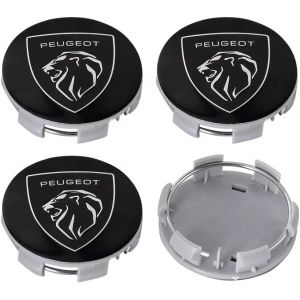 dzggs 4 pièces Auto Cache Moyeux pour Peugeot 308 2021-2023 60mm, ABS Aluminium Enjoliveur Centre Roue Couvercle de Moyeu Central de Jante avec Logo (DANGJG, neuf)