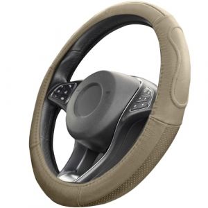 Upgrade4cars Couvre Volant Voiture Beige Simili-Cuir | Taille Universel 37-39 cm | Accessoires Auto Decoration Interieur (upgrade4cars, neuf)