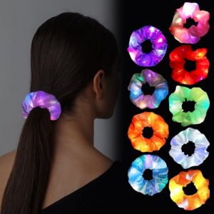 &Eacute;lastiques &agrave; Cheveux Lumineux, 9 Pi&egrave;ces LED Lumineux Chouchou, Bande de Cheveux &Eacute;lastiques Lumineuses, Chouchou Cheveux Fille, Chouchou Satin, Accessoires Cheveux Fluo pour Femmes et Filles (Gulaill, neuf)
