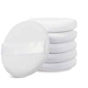 simarro Lot de 6 pompons ronds pour poudre de maquillage - 6,5 cm - En coton - Pour le visage - Utilisation humide et s&egrave;che - Pompon rond pour poudre l&acirc;che press&eacute;e - Blanc (funhavehaha, neuf)