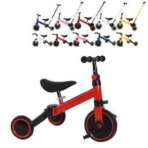 XUANYU 2 en1 Draisienne avec 3 Roues, Tricycle Bébé Évolutif de 1 à 4 Ans, Marchette Enfant Développe l'équilibre et la motricité (Rouge A1) (XUASHW, neuf)