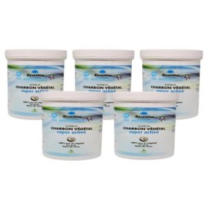 Charbon V&eacute;g&eacute;tal Super Activ&eacute; & Poudre 100% issu de Coques de Noix de Coco & Format &Eacute;conomique - Made in France by Exceldiet Pharma & 5 pots de 200 gr (EXCELDIET PHARMA, neuf)