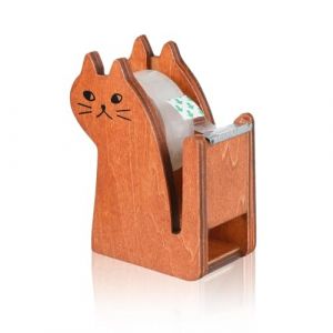 MYLERCT Distributeur de Ruban Adh&eacute;sif, Forme de Chat D&eacute;rouleur de Bureau, avec un Rouleau de Ruban Adh&eacute;sif, Couleur Marron D&eacute;vidoir Antid&eacute;rapant, Adapt&eacute; pour le Bureau, L'&eacute;cole et la Maison (MYLERCT, neuf)