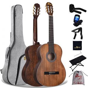 Winzz Guitare Classique Adulte Débutant, Guitare Classique 4/4 Nylon avec 7 Accessoires (39 Pouces, Marron Matte) (AILEEN Music, neuf)