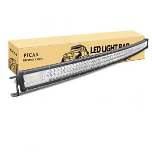 PICAA Barre lumineuse LED 7D &agrave; trois rang&eacute;es de 127 cm, 648 W, faisceau combin&eacute; &eacute;troit, feux de travail incurv&eacute;s pour voiture, camion, conduite tout-terrain, SUV UTE 4WD 12 V 24 V, &eacute;tanche 6000 K (BEISHUO-UK, neuf)