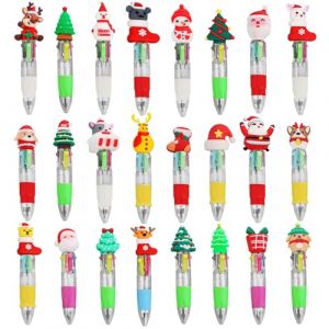 CWENDANER Lot de 24 stylos &agrave; bille de No&euml;l - 4 couleurs - Motif de dessin anim&eacute; - Pour enfants de 5 &agrave; 10 ans (Jie&M, neuf)