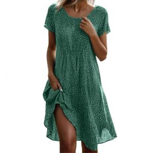 G&eacute;n&eacute;rique Robe Longue Femme Grande Taille Ete Chic Style Champetre Chemisier &Eacute;t&eacute; Printemps Soiree Boheme Manche 3/4 L&eacute;g&egrave;re Et Elegant Boh&egrave;me Fluide Fleurie D'&eacute;t&eacute; Pas Cher Courte De,d-Vert,XXL (aodsko, neuf)