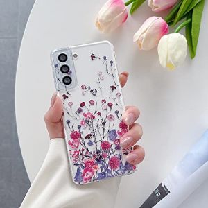 FIFTHAVE Coque Samsung Galaxy S23 Fleurs Motif &Eacute;tui 3D Filles Florales Transparent Silicone Housse Femme TPU Coque de Protection Antichoc Case Housse pour Samsung S23 6.1''-Fleurs Violettes (Ysqtech, neuf)