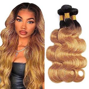 AiPliantfis Human Hair Bundles Body Wave Tissage Cheveux Nature Tissage Bresilien en lot Cheveux Tow Tone Hair Bundles 100% Brazilian Remy Hair Double Weft Human Hair Extensions 28 30 32 Pouce (GongBei Hair, neuf)