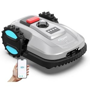 YARDCARE E400 Robot Tondeuse, Contrôle Via Application, Recharge Automatique, Capteur de Pluie,Jusqu’à 400 m², Moins de 60 DB, Hauteur Réglable 20–60 mm, Largeur de Coupe 18 cm (YARDCARE Direct EU, neuf)
