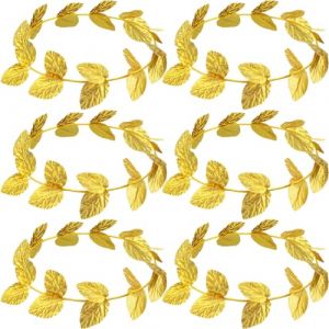Cindeer 6 Pièces Bandeau de Toge d'Halloween Couronne Romaine ou Grecque, Bandeau de Couronne en Feuille d'Or ou de Laurier, Costume de Toge pour Hommes et Femmes, Coiffe et Accessoires de Décoration (Wingfun, neuf)