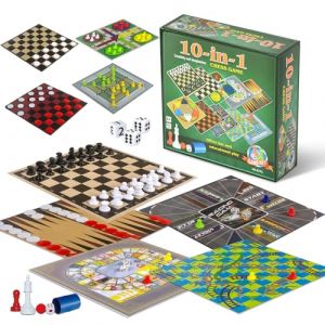 Jeux de Plateau, 10 en 1 Jeu Echec Jeux de Societe, Mini Jeux de Soci&eacute;t&eacute; Voyage 2 &agrave; 8 Joueurs, Coffret Classiques Malette Jeux de Soci&eacute;t&eacute; (HEJIADEYA, neuf)