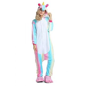 Ensemble de Pyjama Licorne Grenouill&egrave;re Animaux Siamois Romper Pajamas Kigurumi Onesie Cosplay Animal Combinaison Costume V&ecirc;tement de Nuit en Flanelles Soir&eacute;e Carvanal Halloween No&euml;l D&eacute;guisement (Kauson, neuf)
