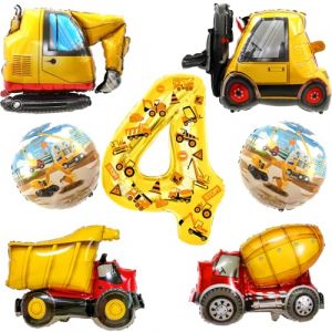 7 Pi&egrave;ces Deco Anniversaire Tracteur,Ballons Tracteur 4 Ans,Ballon Anniversaire 4 Ans Garcon,Ballon de V&eacute;hicule D'Ing&eacute;nierie pour Enfants Construction Th&egrave;me F&ecirc;te Deco (COJOC ONLINE, neuf)