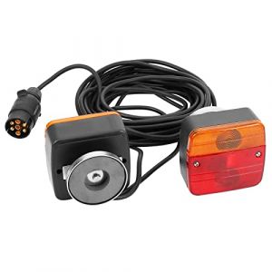 DARKGUARD Feux Arri&egrave;re Remorque Ampoule-12V-avec Magn&eacute;tique-Marque E-avec C&acirc;ble7,5m-Connecteur Fiche 7 Broches- Imperm&eacute;able,Etanche Feu Remorque 12v avec Prise pour Caravane V&eacute;hicules Agricole (DARKGUARD, neuf)