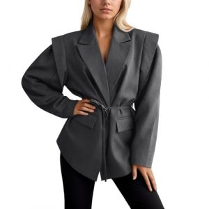 G&eacute;n&eacute;rique Blazer Long pour Femme Grandes Tailles Blazer &Eacute;l&eacute;gant Long pour Mariage Chic Sportif Oversize Moderne Long Veste Cintr&eacute; D&eacute;contract&eacute; Veste Traditionnel Manteau De Soir&eacute;e De C&eacute;l&eacute;bration (lay-aians, neuf)