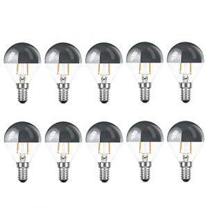 Lot de 10 ampoules LED &agrave; filament en forme de goutte - 2 W = 25 W - E14 - Argent&eacute; - KVS P45 - Filament blanc chaud - 2700 K - Retrofit (argent, 10 x 2 W ~ 25 W) (ncc-design, neuf)