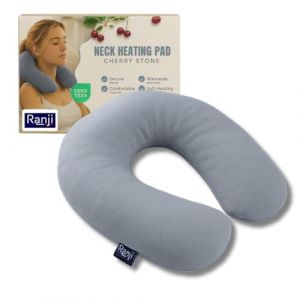 RANJI Coussin Chauffant Noyaux de Cerise Micro-Onde &ndash; Bouillotte Cervicale & &Eacute;paules Sans Eau | Coussin Chauffant Cervicales | Coussin Noyaux Cerises Naturel & Lavable (Gris) (BR'Trade, neuf)