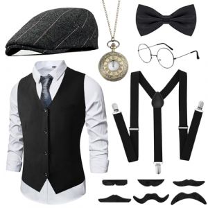 GOKINDOR Accessoires des années 20 - Costume de carnaval de la mafia Peaky Blinders - Taille XL (TooDuo, neuf)