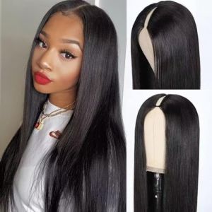 V Part Wig Human Hair Perruque Femme Naturelle Bresilien Lisse Upgrade U Part Wig Human Hair Less Leave Out No Lace Wig Human Hair Perruque Sans Colle Cheveux Humain 20 Pouces Straight Human Hair Wig (Piaoran hair products company, neuf)