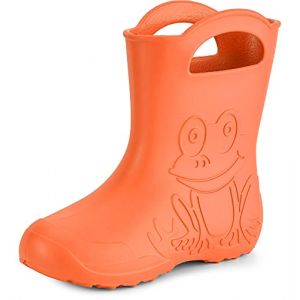 Ladeheid bottes de pluie femme ultra l&eacute;g&egrave;res en EVA imperm&eacute;ables semelle antid&eacute;rapante poign&eacute;es faciles motif grenouille LA-CA-09 (Orange (151c), 38/39 EU) (Hisert, neuf)