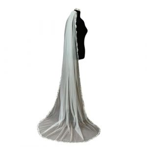 Coiffe de mari&eacute;e en dentelle d&eacute;licate avec peigne r&eacute;glable, voile en tulle transparent pour c&eacute;r&eacute;monie de mariage en plein air, voile de mari&eacute;e respirant pour c&eacute;r&eacute;monie en plein air (SSIFDCXXIHPI, neuf)