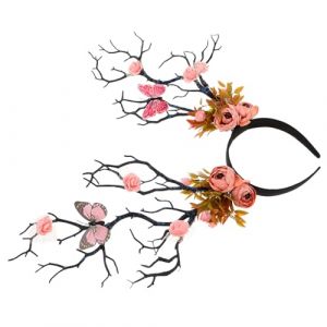 JOINPAYA Serrage-Tête Cerf pour Femme Couronne de Fleurs et Insectes Bandeau en Branches D’Arbre Orange Accessoire Photo pour Fête Renaissance et Déguisement Sylvestre Léger et Flexible (Leasndao, neuf)