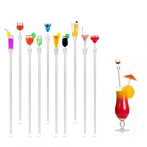 MEISO 10 Pièces Bâtonnets de Cocktail, 23cm Agitateur Cocktail, Acrylique Agitateurs de Cocktail Réutilisables Agitateurs de Boissons, Coloré Touillette Cocktail pour Bar Party (MEISO-EU-online, neuf)