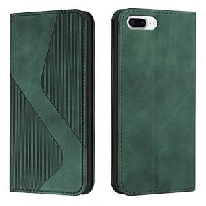 Mo-Somnus Coque pour iPhone 8 Plus/7 Plus, Etui iPhone 8 Plus/7 Plus (5,5 Pouces) Cuir, PU Cuir Portefeuille Housse et Magnétique Flip Pochette Étui à Rabat Protection Case avec TPU Housse (Vert) (Mo-Beauty EU Store, neuf)