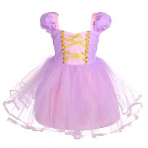 Lito Angels Deguisement Robe en Tulle Princesse Raiponce Enfant Fille, Anniversaire Fete Carnaval Costume Halloween, Taille 3-4 ans (Lito Angels FR, neuf)